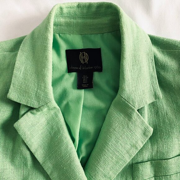 House of Harlow 1960 green linen double breasted blazer Womens Small luxury - Picture 5 of 11